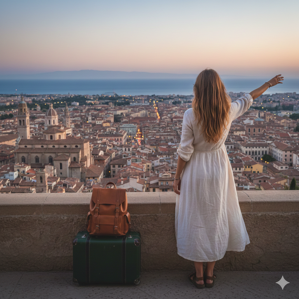 Mujer mirando la ciudad