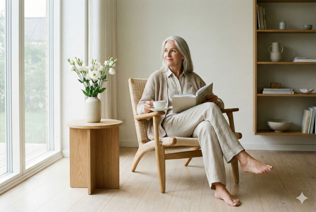 Mujer minimalista sentada